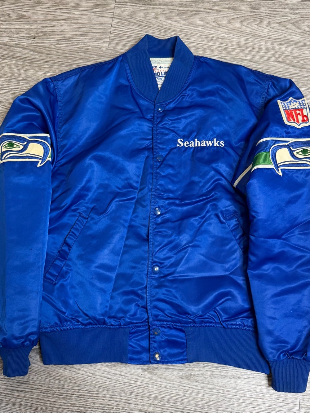 VINTAGE 90s NFL SEATTLE SEAHAWKS STARTER AUTHENTIC PRO LINE SATIN JACKET SIZE XL